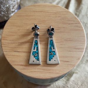 Vintage Turquoise Inlay Earrings